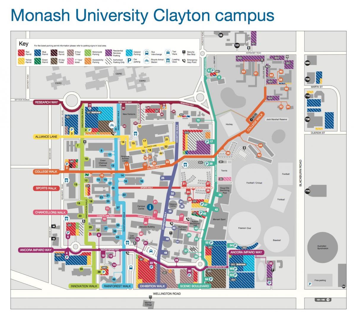 მონაშის უნივერსიტეტი Clayton რუკა