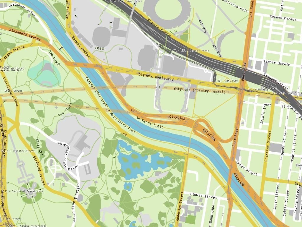 Yarra ბილიკი რუკა