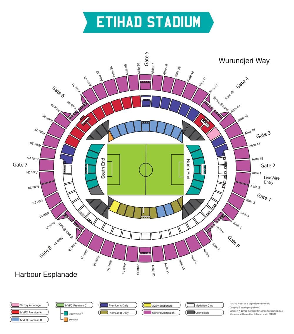 რუკა Etihad stadium მელბურნის