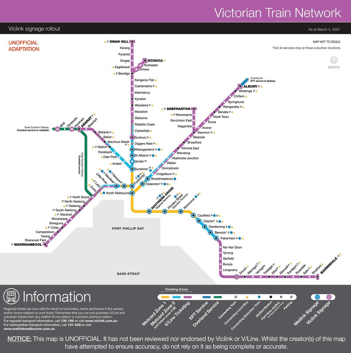 vline მატარებელი რუკა